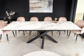 Jedálenský stôl Elegancia Keramika biely 180-220-260 cm Mramor