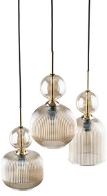 Závesný luster na lanku SOPHIA 3xE14/10W/230V čierna/dymová béžová