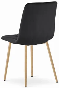 Set troch jedálenských stoličiek LIBRA zamatové čierne / drevené nohy (3 ks)