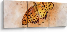 Obraz - Oranžový motýľ, aquarel (s hodinami) (90x30 cm)