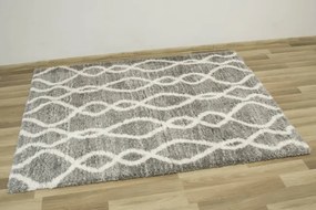 Koberec Pulpy Shaggy A574A tmavosivý / krémový