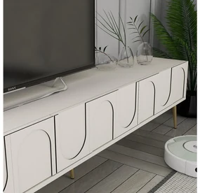 TV stolík/skrinka Bipemu 3 (krémová + zlatá). Akcia -20%. Vlastná spoľahlivá doprava až k Vám domov. 1095681