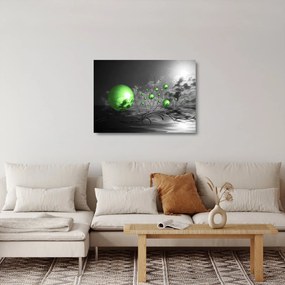 Sklenený obraz zelených abstraktných gulí (70x50 cm)