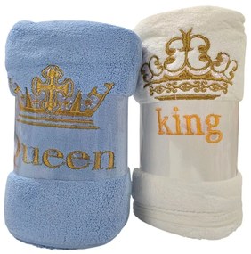 Rýchloschnúca osuška KING AND QUEEN BLUE and WHITE 70x140 cm 2 ks
