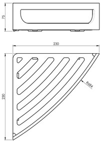 Gedy, Rohová polica s hrazdou, 230x75x230 mm, ABS/chróm, CP80