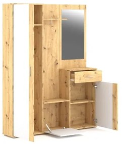 Predsieňová stena so zrkadlom NOLAN dub artisan/biela