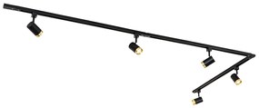 1-fázový koľajnicový systém s 5 reflektormi čierny so zlatým krúžkom - Jeana