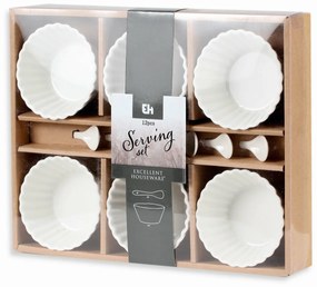 EH Súprava servírovacích misiek s lyžičkami Vlnovka okrúhla, 12 ks