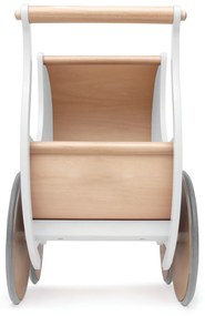 Dřevěný kočárek pro panenky a nácvik chůze bílá