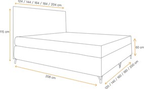 Boxspringová posteľ SHANNON - 180x200, béžová + topper ZADARMO