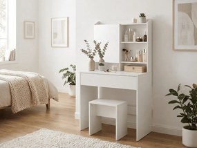 Toaletný stolík so zrkadlom LUNAVI 70x40 cm, biely