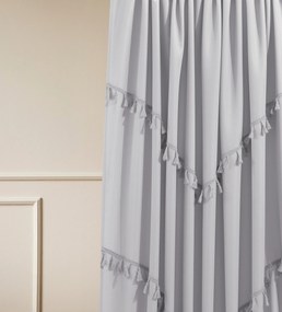 Room99 Hotový záves na krúžkoch so strapcami Chloe Jednofarebný Farba: Bielosivá, Veľkosť: 140 x 250 cm