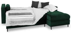 Zelená zamatová rozkladacia rohová pohovka Milo Casa Santo, pravý roh