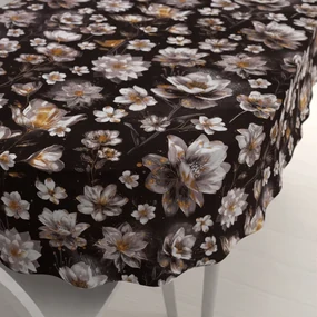 Biante Bavlnený oválny obrus Sandra SA-625 Magické lekná na temne hnedom 50x100 cm