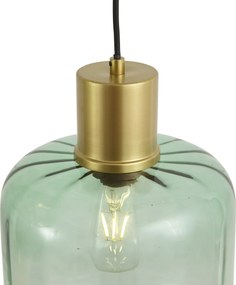 Hotelová elegantná závesná lampa mosadzná s modrým a zeleným sklom 5-svetiel - Qara
