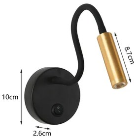 Brilagi - LED Flexibilná nástenná lampa MAYA LED/3W/230V 4000K čierna/zlatá
