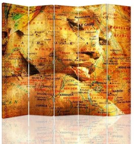 Ozdobný paraván Žena Mapa - 180x170 cm, päťdielny, klasický paraván