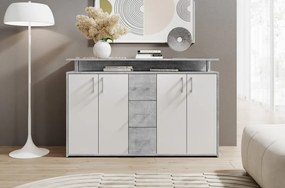 Komoda Drift, šedý betón/biela