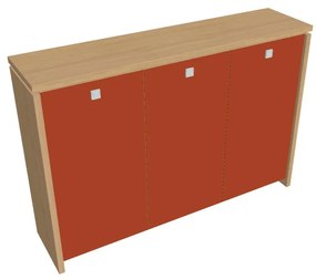 Stredná šatníková skriňa Verno 188 x 46 x 130 cm, sklenené dvere, dub svetlý / oranžová