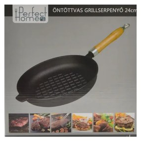 10374 Liatinová grill panvica okrúhla 24cm PERFECT HOME