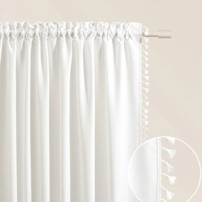 Biely záves Lara na riasiacu pásku so strapcami 140 x 250 cm