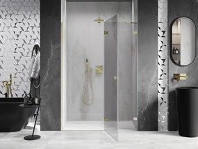 Mexen, Mexen Lunar pravé otočné sprchové dvere 140 cm, transparentné, brúsené zlato - 834-140-000-55-00-P