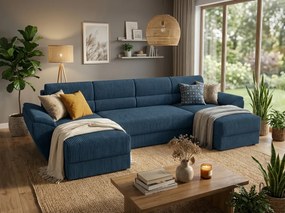 Rozkladacia sedacia súprava do U TAVERO 321x140 cm, tmavomodrá