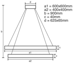 LED Stmievateľný luster na lanku LED/90W/230V 3000-6500K + diaľkové ovládanie