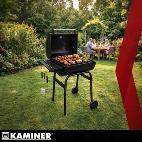 Veľký BBQ gril na drevené uhlie s poklopom a teplomerom