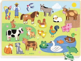 Djeco Drevené vkladacie puzzle: Farmárske zvieratká