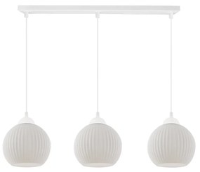 Závesné svietidlo Riffle Round, 3x biele sklenené tienidlo, w