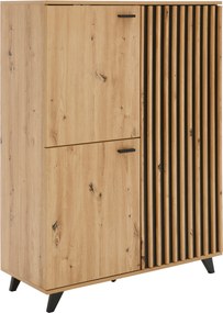 XXXLutz VYSOKÁ KOMODA, čierna, farba duba, 93,5/126/40 cm MID.YOU - Komody - 002798018601
