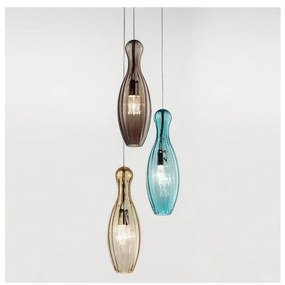 SIRU- Luster na lanku BIRILLO 3xE14/40W/230V hnedá/tyrkysová/béžová benátske sklo