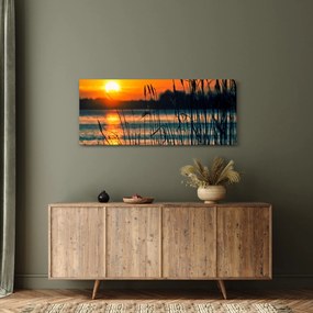 Obraz - Západ slnka nad jazerom (120x50 cm)