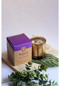 Organická vykurovacia sviečka Sage & Lavender 200 g v skle so zlatou fóliou