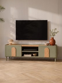 RTV skrinka Amilio 170 cm so zásuvkou na nožičkách - eukalyptus / dub baltic dune / úchyty dub prírodný