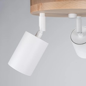 Stropné svietidlo Verdo, 3x biele kovové tienidlo, (možnosť polohovania), drevo, o
