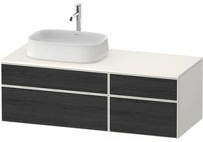 DURAVIT Zencha závesná skrinka pod umývadlo na dosku (umývadlo vľavo), 4 zásuvky, 1300 x 550 x 442 mm, dub čierny/biela super matná, ZE4826016840000