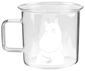 Sklenený hrnček Moomin 0,35l, bielo-číry