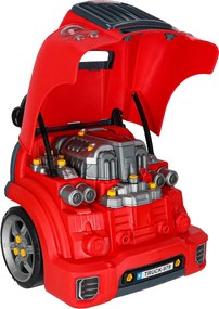 KIK Interaktívne autíčko mechanik s modelom motora na demontáž a odrážadlo, červené
