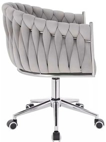 LuxuryForm DESIGN Stolička NORDEN VELUR na striebornej podstave s kolieskami - svetlo šedá