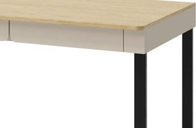 Písací stôl so zásuvkami Lucky, pieskovo béžová/olejovaný dub