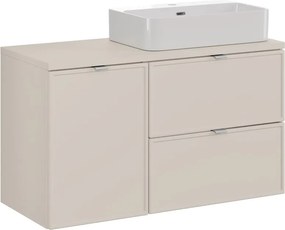 Závesná skrinka Bella Cashmere Trust 2 s doskou a umývadlom 100 cm kašmír/biela