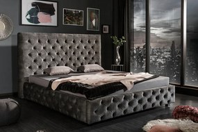 Dizajnová manželská posteľ Paris tmavošedý zamat 160x200cm