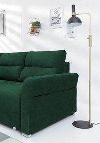 Rohová sedačka na trvalé spanie Island, tmavo zelená látka, ľavý roh