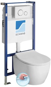 Sapho, závesné WC SENTIMENTI Rimless s podomietkovou nádržkou a tlačidlom Schwab, biela, 10AR02010SV-SET5