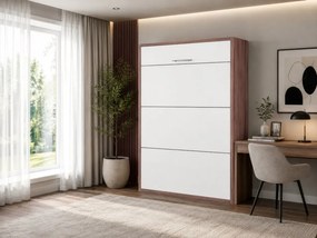 Nabytekmorava Sklápacia posteľ VS 1054 P - 200x140 cm A nosnosť postele: štandardná nosnosť, farba lamina: orech/biele dvere