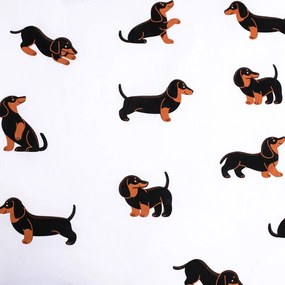 Čierno-biele bavlnené detské obliečky na jednolôžko 140x200 cm Dachshund – Jerry Fabrics