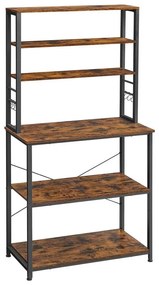 Policový regál do kuchyne MARGE hnedá/čierna