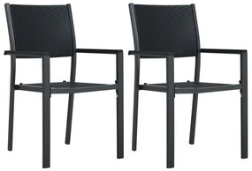 vidaXL Záhradné stoličky 2 ks čierne plastové ratanový vzhľad